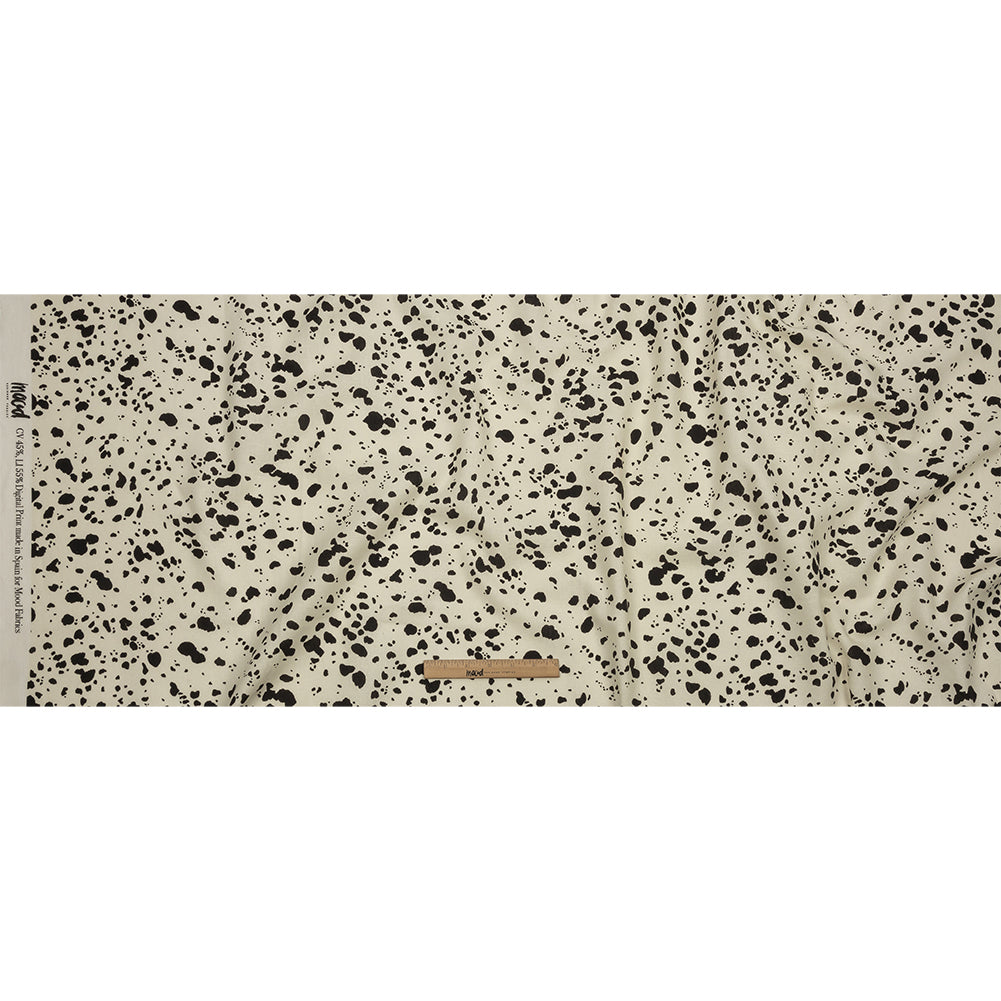Linen and Rayon Woven - Black and White Dalmatian Spots - Fire Dogs Print - Mood Exclusive Metro Collection