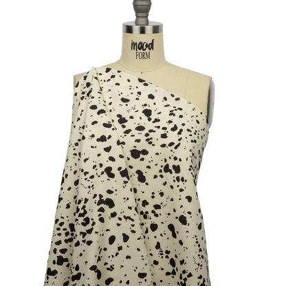 Linen and Rayon Woven - Black and White Dalmatian Spots - Fire Dogs Print - Mood Exclusive Metro Collection
