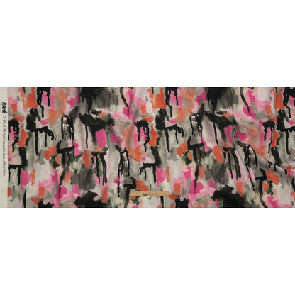 Linen and Rayon Woven - Pink and Orange Abstract Paint Drips - Painted Aspirations Print - Mood Exclusive Metro Collection