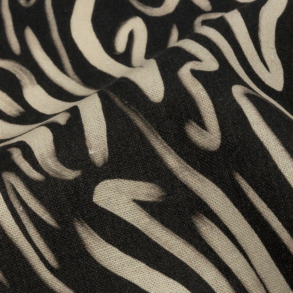 Linen and Rayon Woven - Black and White Abstract Lines - Gallery Tour Print - Mood Exclusive Metro Collection - Detail