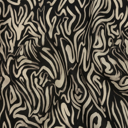 Linen and Rayon Woven - Black and White Abstract Lines - Gallery Tour Print - Mood Exclusive Metro Collection