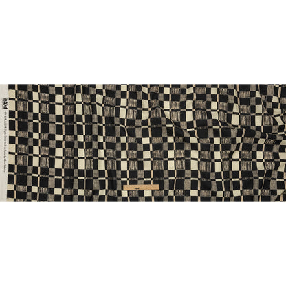 Linen and Rayon Woven - Black and White Checks - City Blocked Print - Mood Exclusive Metro Collection
