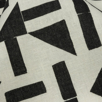 Linen and Rayon Woven - Black and White Geometric - Changing Trains Print - Mood Exclusive Metro Collection