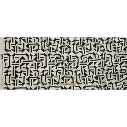 Linen and Rayon Woven - Black and White Geometric - Changing Trains Print - Mood Exclusive Metro Collection