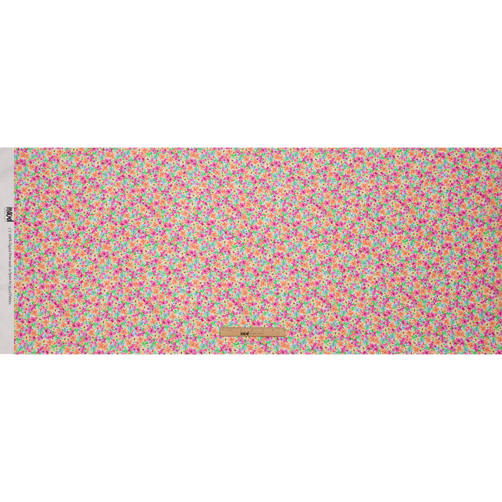 Viscose Georgette - Pink and Orange Floral - Isola Bella Print - Mood Exclusive Secret Garden Collection