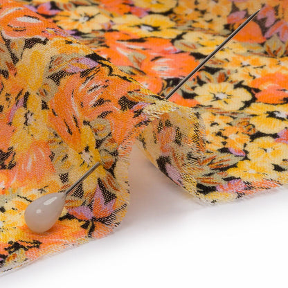 Viscose Georgette - Yellow and Orange Floral - Titania's Dream Print - Mood Exclusive Secret Garden Collection