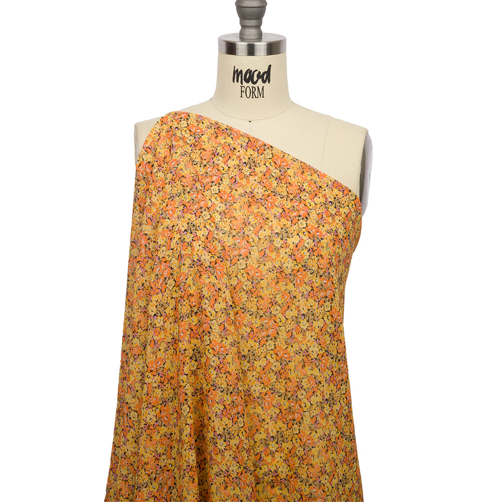 Viscose Georgette - Yellow and Orange Floral - Titania's Dream Print - Mood Exclusive Secret Garden Collection - Drape
