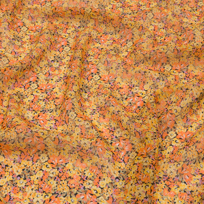 Viscose Georgette - Yellow and Orange Floral - Titania's Dream Print - Mood Exclusive Secret Garden Collection