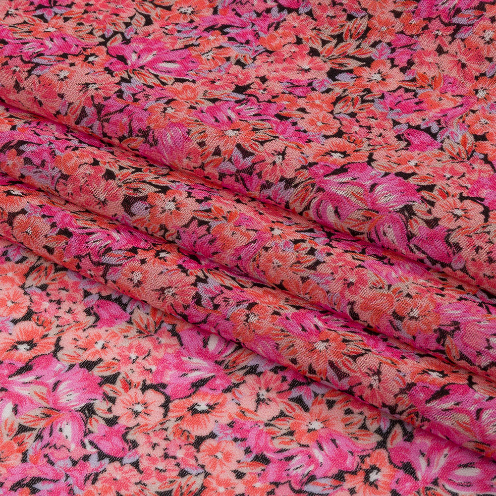 Viscose Georgette - Pink Floral - Titania's Dream Print - Mood Exclusive Secret Garden Collection - Folded