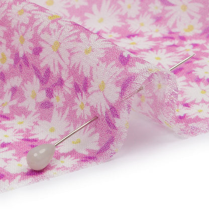 Viscose Georgette - Pink and White Floral - Sunday in the Park Print - Mood Exclusive Secret Garden Collection
