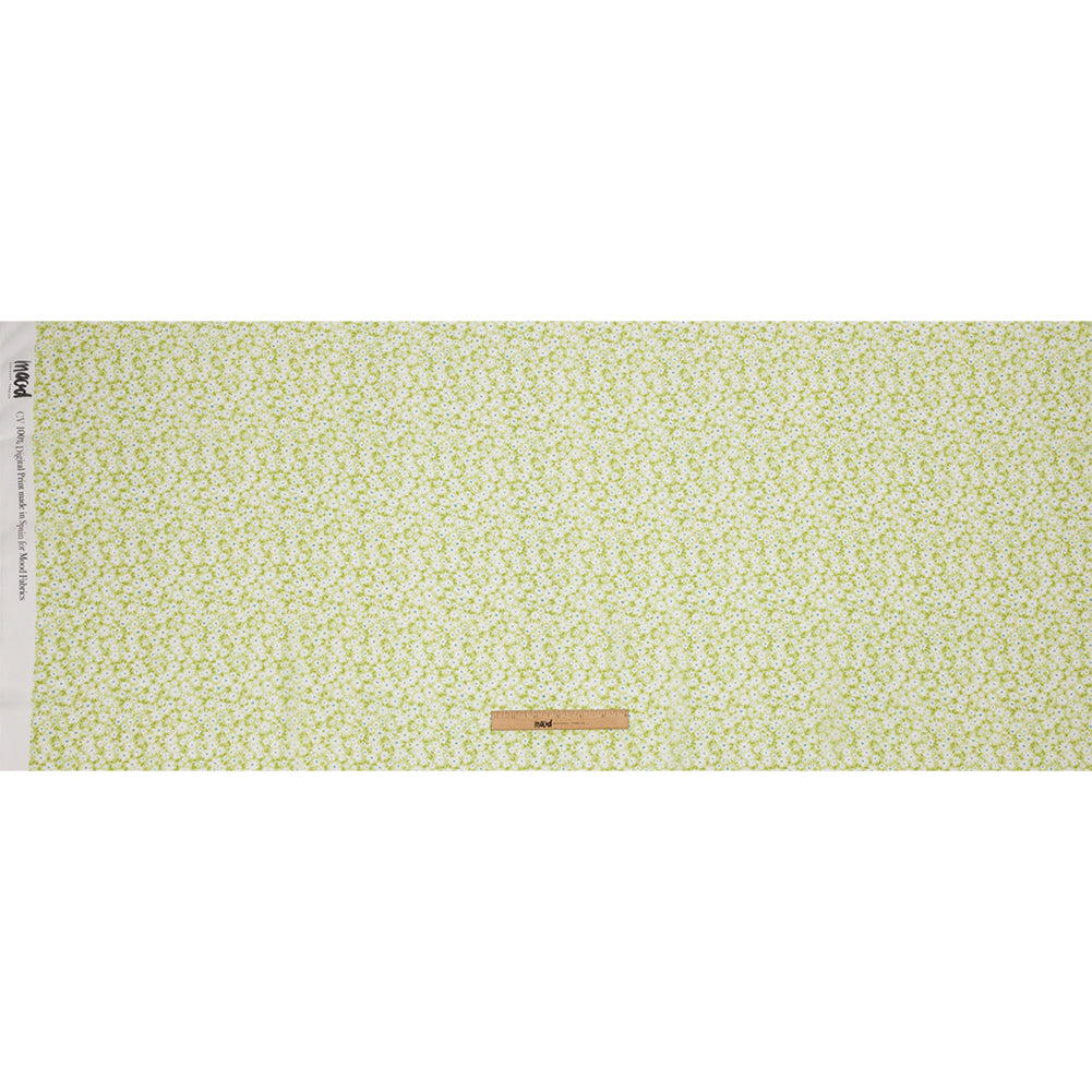 Viscose Georgette - Lime Green and White Floral - Sunday in the Park Print - Mood Exclusive Secret Garden Collection