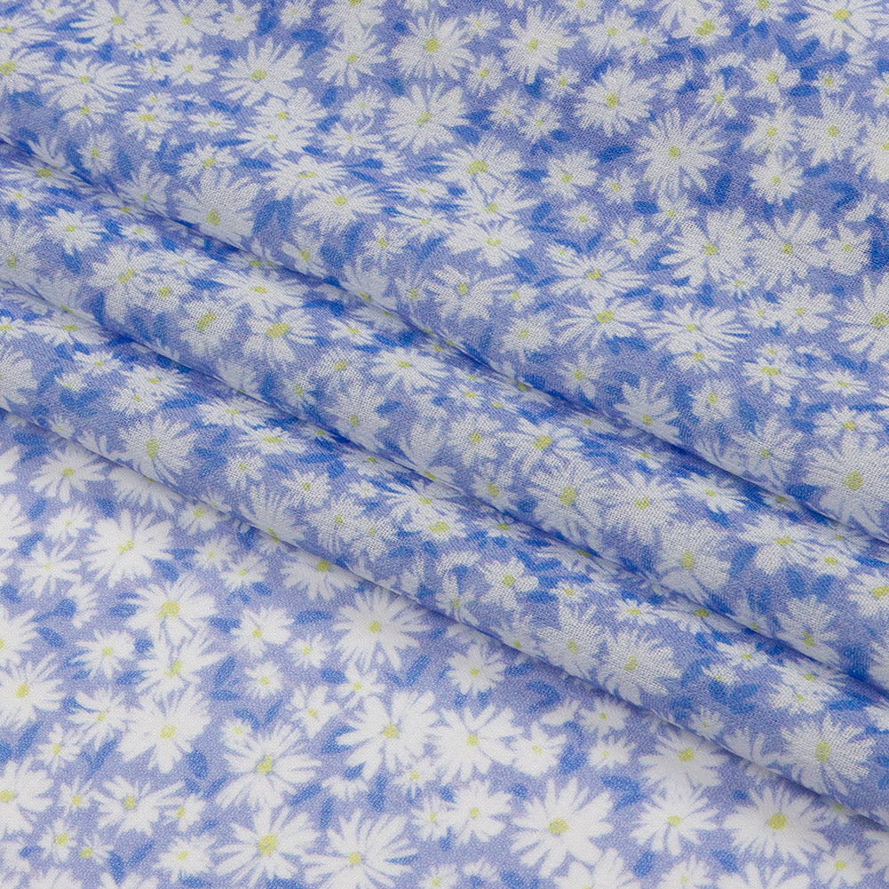 Viscose Georgette - Periwinkle and White Floral - Sunday in the Park Print - Mood Exclusive Secret Garden Collection