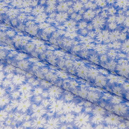 Viscose Georgette - Periwinkle and White Floral - Sunday in the Park Print - Mood Exclusive Secret Garden Collection