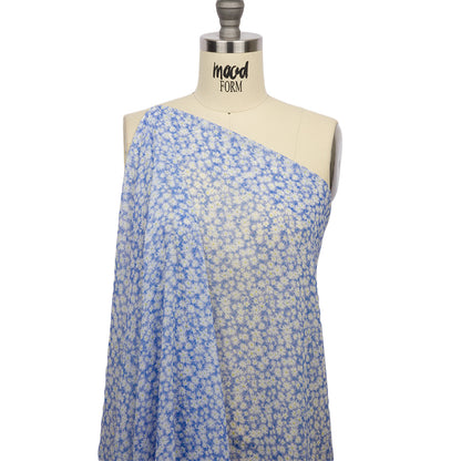 Viscose Georgette - Periwinkle and White Floral - Sunday in the Park Print - Mood Exclusive Secret Garden Collection