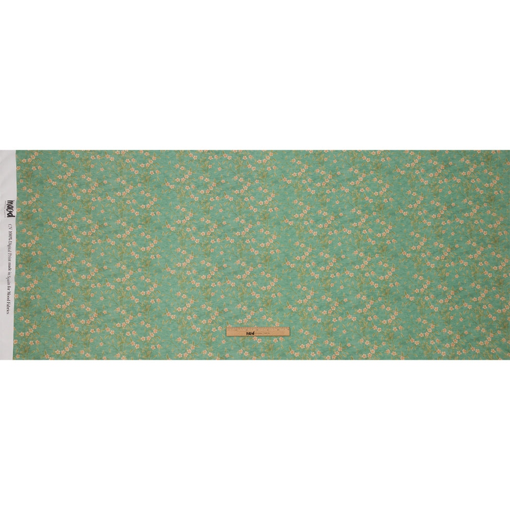 Viscose Georgette - Green and Cream Floral - Flora's Crown Print - Mood Exclusive Secret Garden Collection