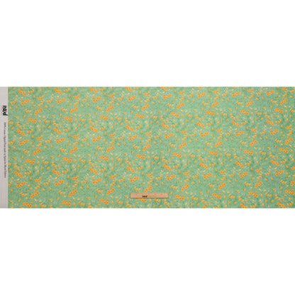 Cotton Poplin - Teal and Orange Floral - Dance with the Daffodils Print - Mood Exclusive Secret Garden Collection