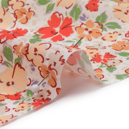 Cotton Poplin - Cream and Peach Floral - Poppy Hypnosis Print - Mood Exclusive Secret Garden Collection