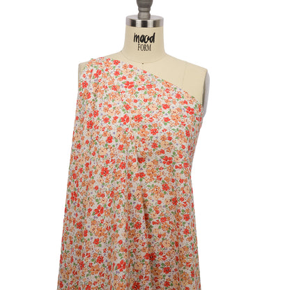 Cotton Poplin - Cream and Peach Floral - Poppy Hypnosis Print - Mood Exclusive Secret Garden Collection
