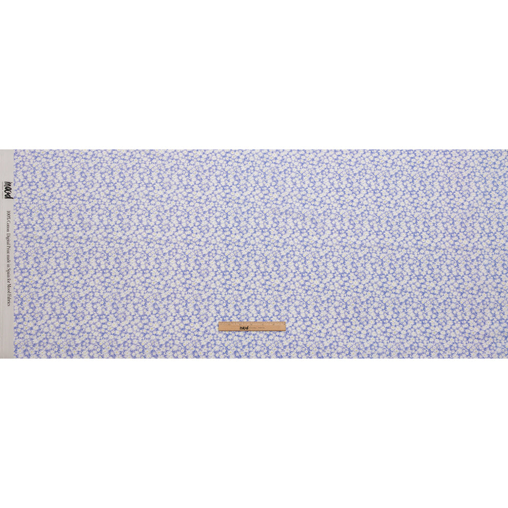 Cotton Poplin - Periwinkle and White Floral - Sunday in the Park Print - Mood Exclusive Secret Garden Collection
