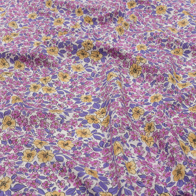 Cotton Poplin - Bigger Pink and Yellow Floral - Springtime Saunter Print - Mood Exclusive Secret Garden Collection