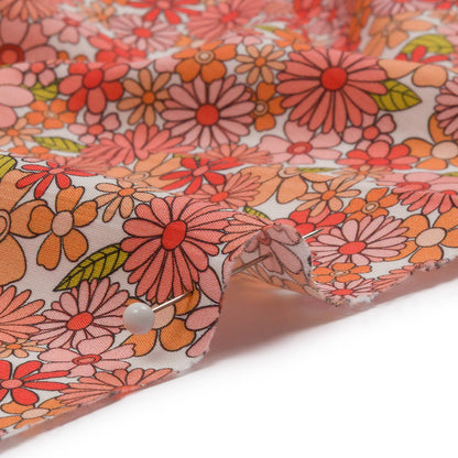 Cotton Poplin - Orange Floral - Strawberry Fields Print - Mood Exclusive Secret Garden Collection
