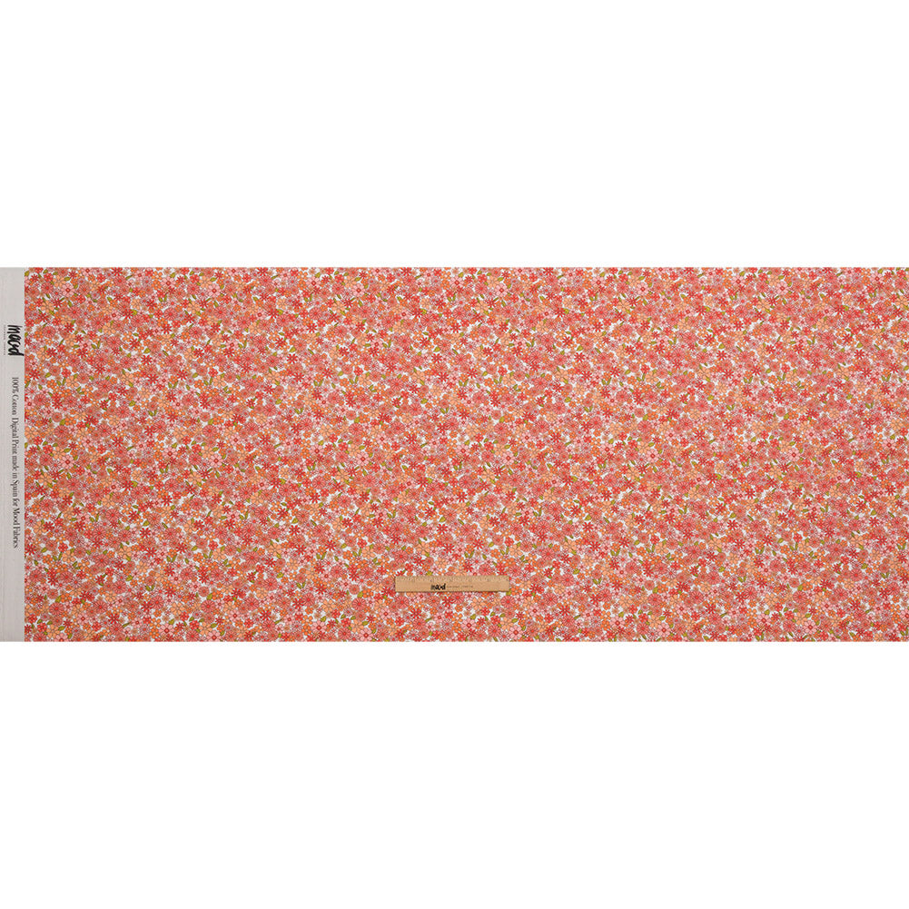 Cotton Poplin - Orange Floral - Strawberry Fields Print - Mood Exclusive Secret Garden Collection - Full