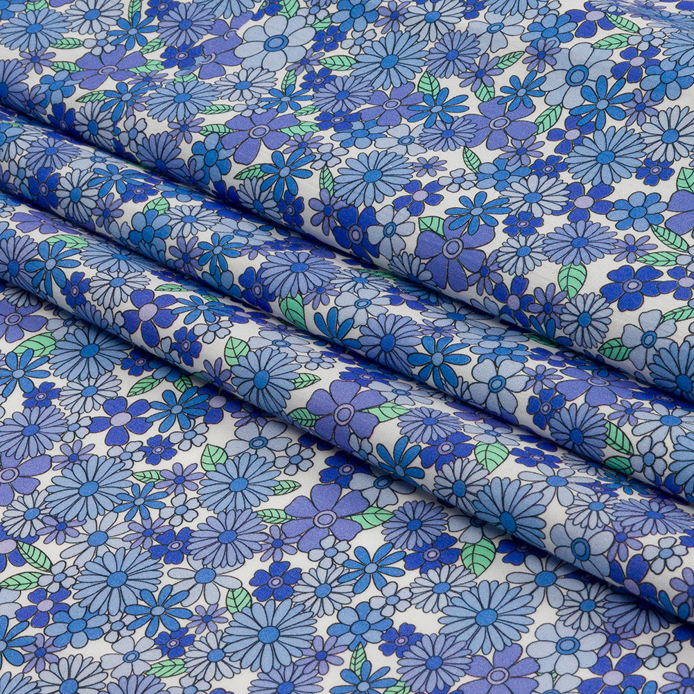 Cotton Poplin - Blue Floral - Strawberry Fields Print - Mood Exclusive Secret Garden Collection