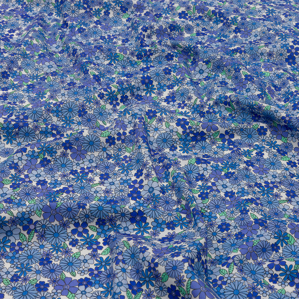 Cotton Poplin - Blue Floral - Strawberry Fields Print - Mood Exclusive Secret Garden Collection