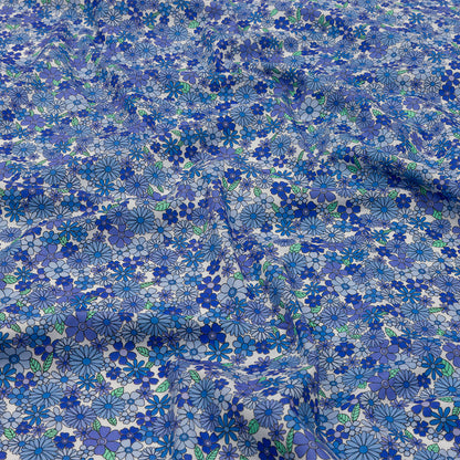Cotton Poplin - Blue Floral - Strawberry Fields Print - Mood Exclusive Secret Garden Collection