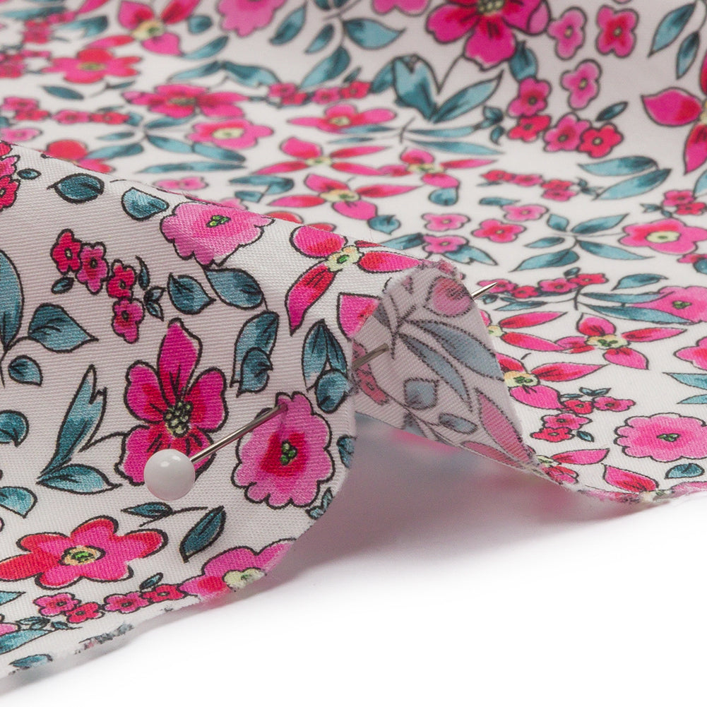 Cotton Poplin - Pink Floral - Botanical Stroll Print - Mood Exclusive Secret Garden Collection - Detail