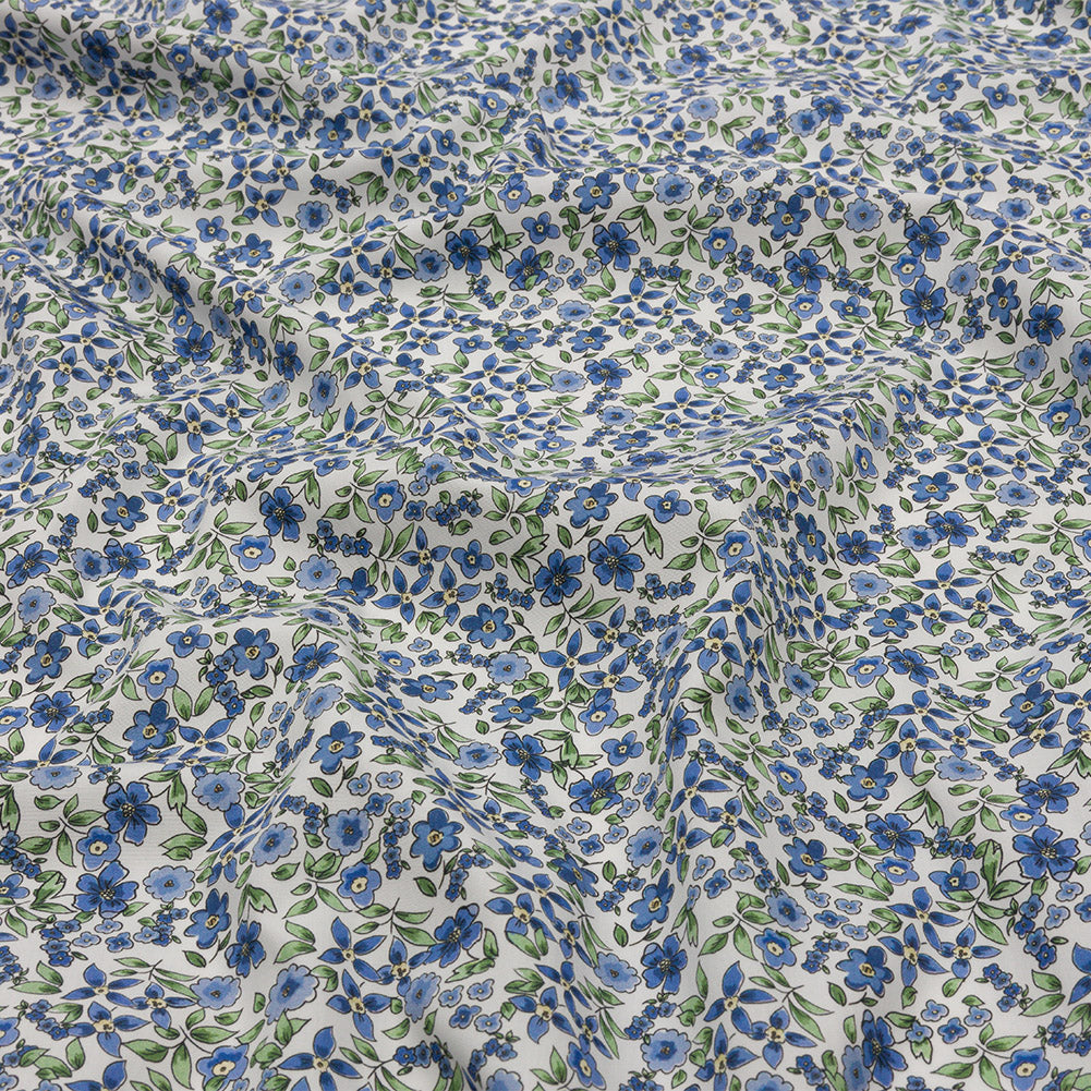 Cotton Poplin - Blue Floral - Botanical Stroll Print - Mood Exclusive Secret Garden Collection