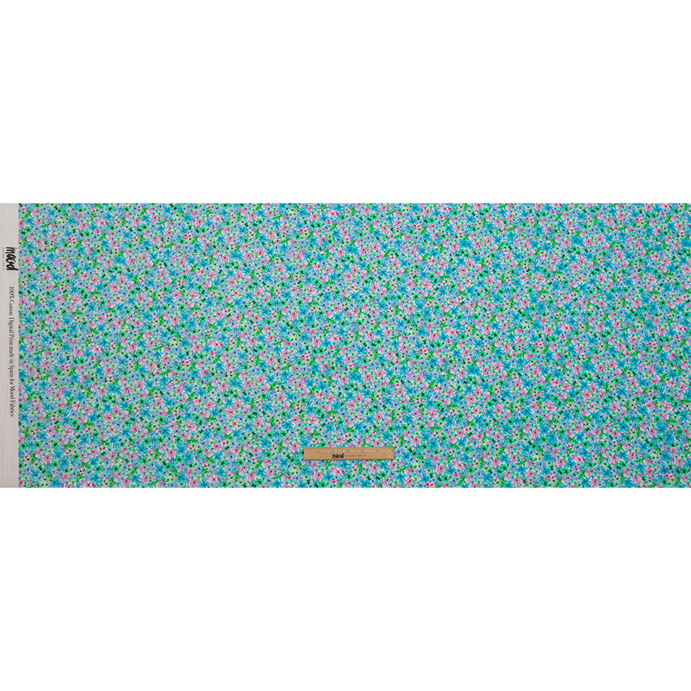Cotton Voile - Blue and Purple Floral - Isola Bella Print - Mood Exclusive Secret Garden Collection - Full