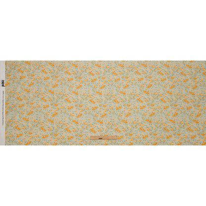 Cotton Voile - Sage and Orange Floral - Dance with the Daffodils Print - Mood Exclusive Secret Garden Collection