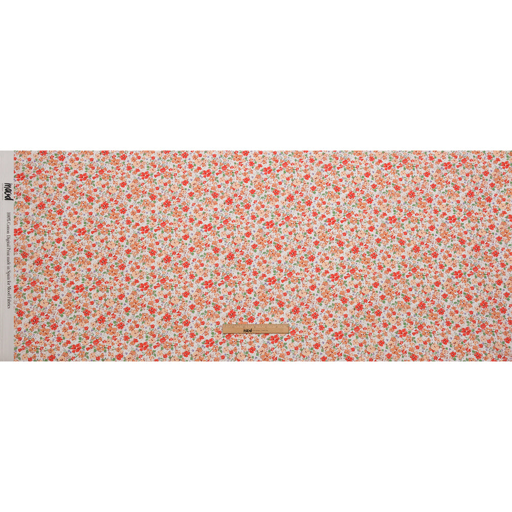 Cotton Voile - Cream and Peach Floral - Poppy Hypnosis Print - Mood Exclusive Secret Garden Collection