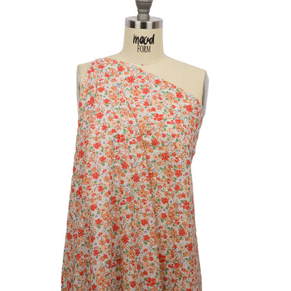 Cotton Voile - Cream and Peach Floral - Poppy Hypnosis Print - Mood Exclusive Secret Garden Collection