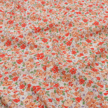 Cotton Voile - Cream and Peach Floral - Poppy Hypnosis Print - Mood Exclusive Secret Garden Collection