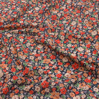 Cotton Voile - Black and Peach Floral - Poppy Hypnosis Print - Mood Exclusive Secret Garden Collection