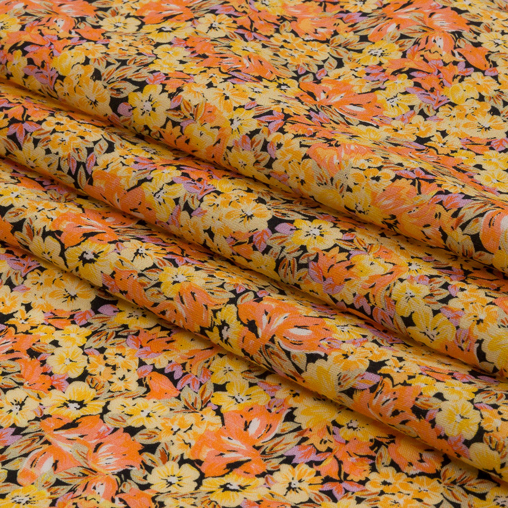 Cotton Voile - Yellow and Orange Floral - Titania's Dream Print - Mood Exclusive Secret Garden Collection