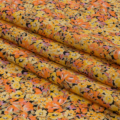 Cotton Voile - Yellow and Orange Floral - Titania's Dream Print - Mood Exclusive Secret Garden Collection