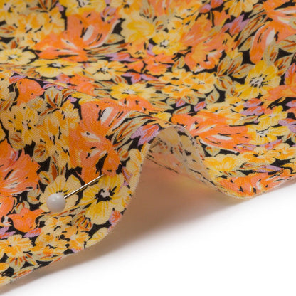 Cotton Voile - Yellow and Orange Floral - Titania's Dream Print - Mood Exclusive Secret Garden Collection