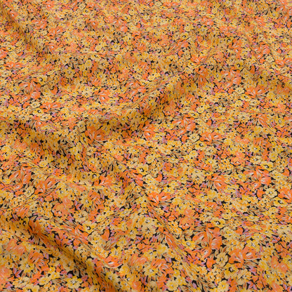 Cotton Voile - Yellow and Orange Floral - Titania's Dream Print - Mood Exclusive Secret Garden Collection