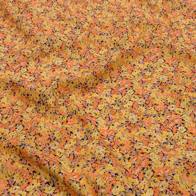 Cotton Voile - Yellow and Orange Floral - Titania's Dream Print - Mood Exclusive Secret Garden Collection