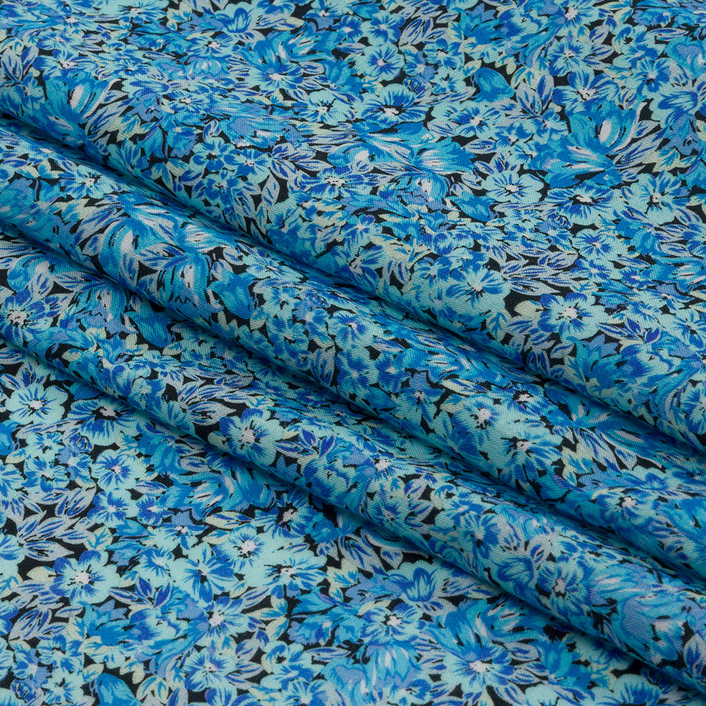 Cotton Voile - Blue Floral - Titania's Dream Print - Mood Exclusive Secret Garden Collection