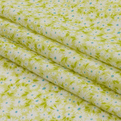 Cotton Voile - Lime Green and White Floral - Sunday in the Park Print - Mood Exclusive Secret Garden Collection