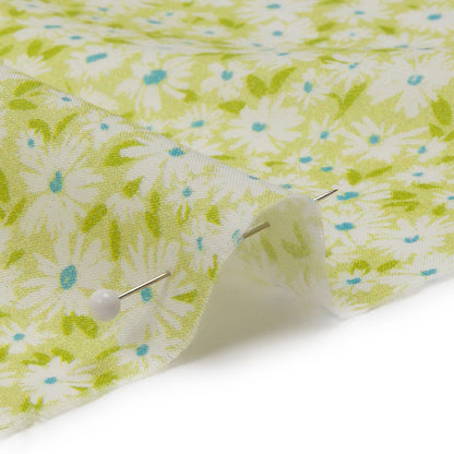 Cotton Voile - Lime Green and White Floral - Sunday in the Park Print - Mood Exclusive Secret Garden Collection