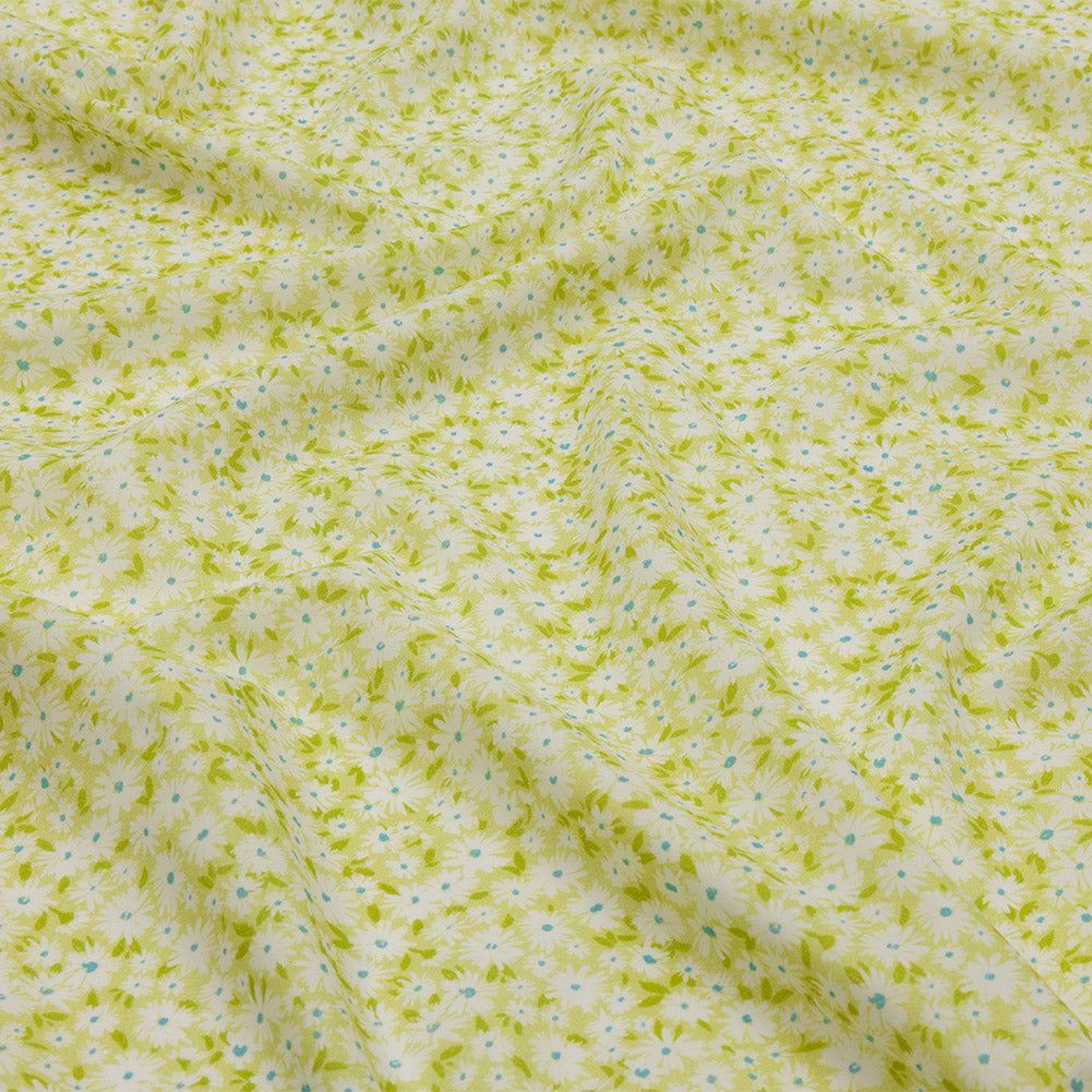Cotton Voile - Lime Green and White Floral - Sunday in the Park Print - Mood Exclusive Secret Garden Collection