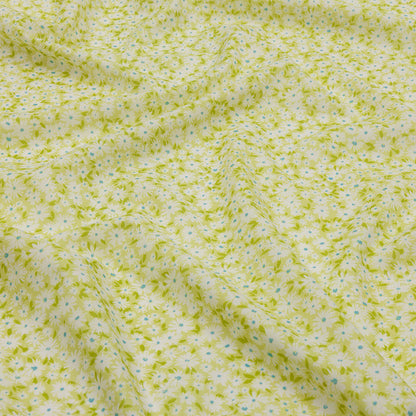 Cotton Voile - Lime Green and White Floral - Sunday in the Park Print - Mood Exclusive Secret Garden Collection