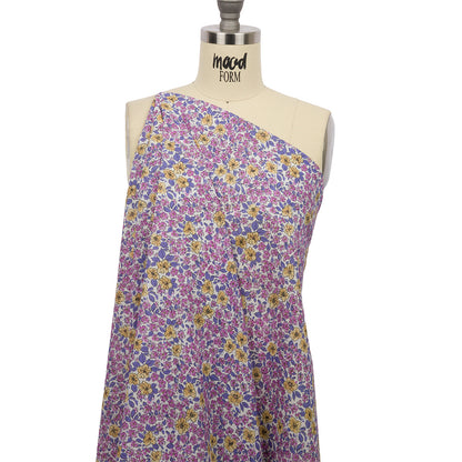 Cotton Voile - Bigger Pink and Yellow Floral - Springtime Saunter Print - Mood Exclusive Secret Garden Collection