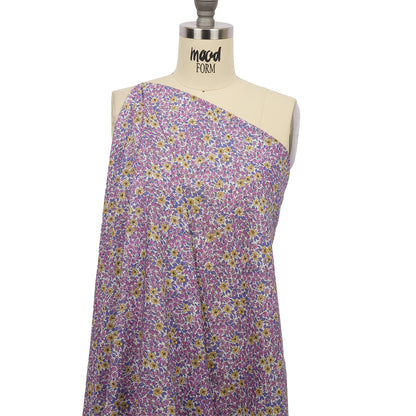 Cotton Voile - Pink and Yellow Floral - Springtime Saunter Print - Mood Exclusive Secret Garden Collection