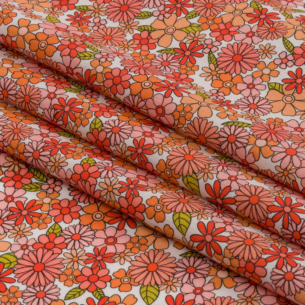 Cotton Voile - Orange Floral - Strawberry Fields Print - Mood Exclusive Secret Garden Collection